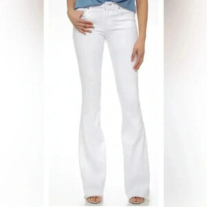 Woman MCGUIRE white Majorelle Flare Raw Hem Denim Jeans Sz 29 EUC Stretch